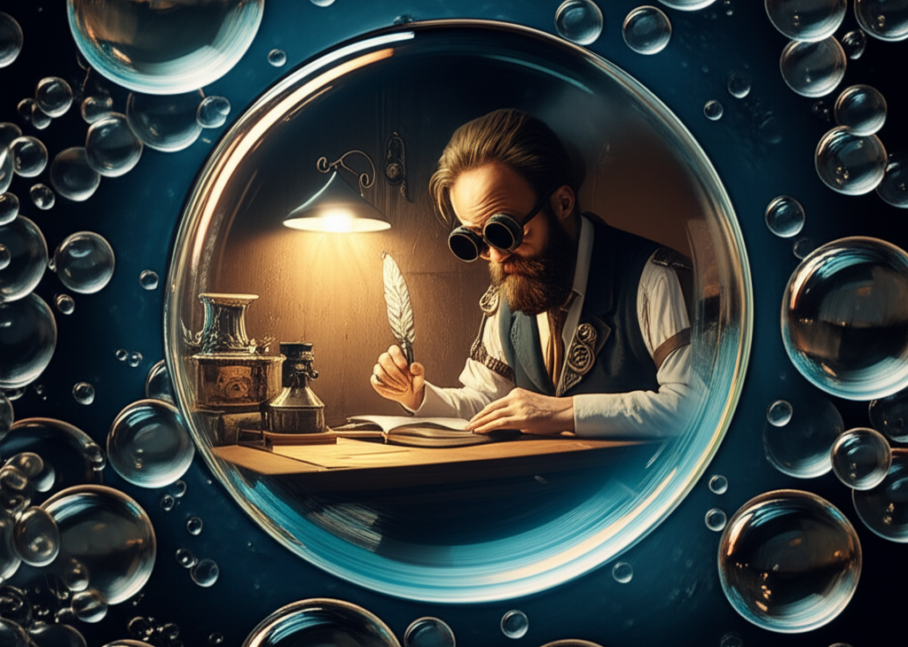 AI Imagining Dr. Nick in a Steam Punk Bubble