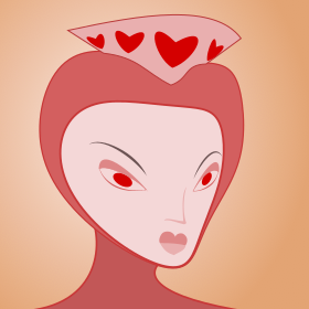 Keeping with the Alice theme, this illustration of the queen of hearts shows how lattice deformations aren't just for morphing text or warping lines, but can be used to create interesting character perspectives as well. Art by Nick Nagel